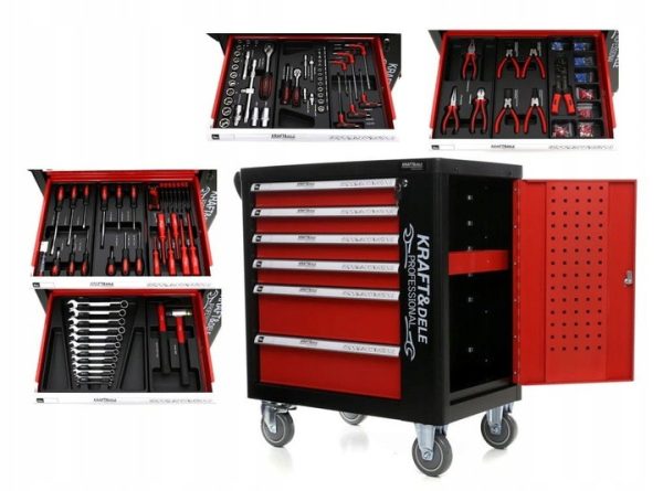 Įrankių spintelė su 263 įrankiais KRAFT&DELE KD362 (su šoninėmis durimis)