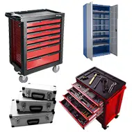 Įrankių rinkiniai, spintelės, vežimėliai