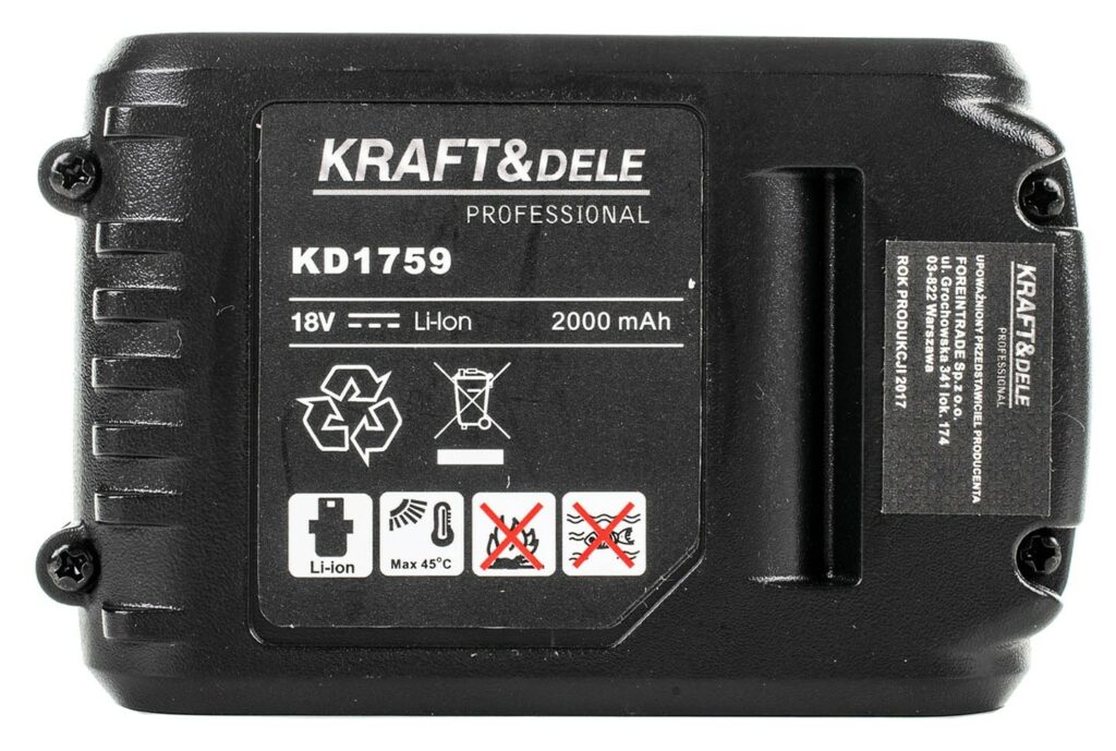 Akumuliatorius KRAFT&DELE KD1759 (X-SERIES, 18 V, 2000 mAh)