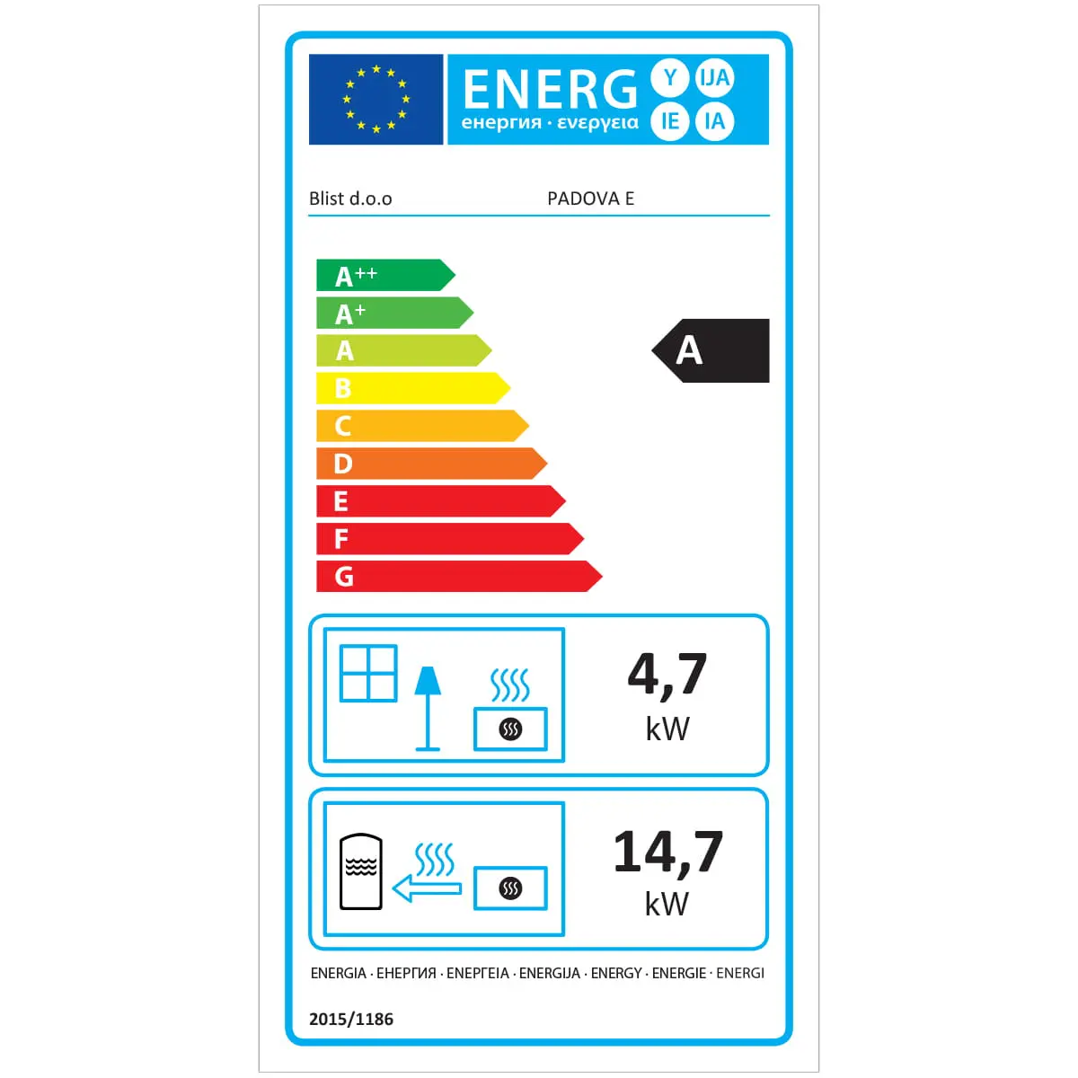 Krosnelė su vandens kontūru BLIST B22E / ETAZ B / PADOVA E (19 kW)