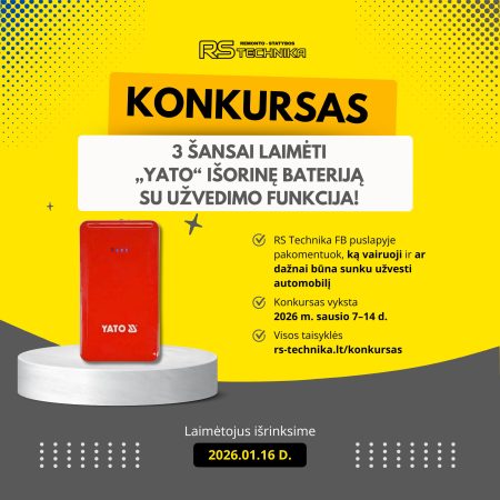 Laimėk YATO išorinę bateriją su užvedimo funkcija! | RS Technika